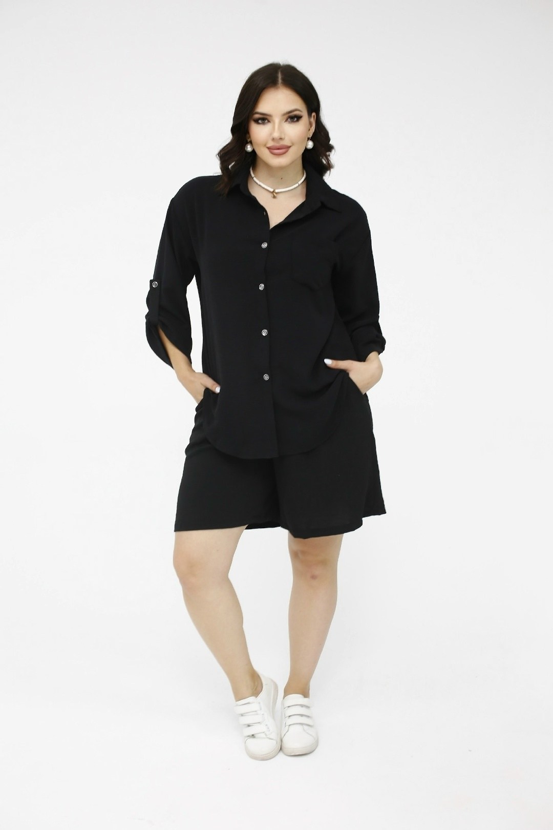 костюм женский черный,блуза рубашечного кроя,женские костюмы,летние костюмы,женский костюм двойка