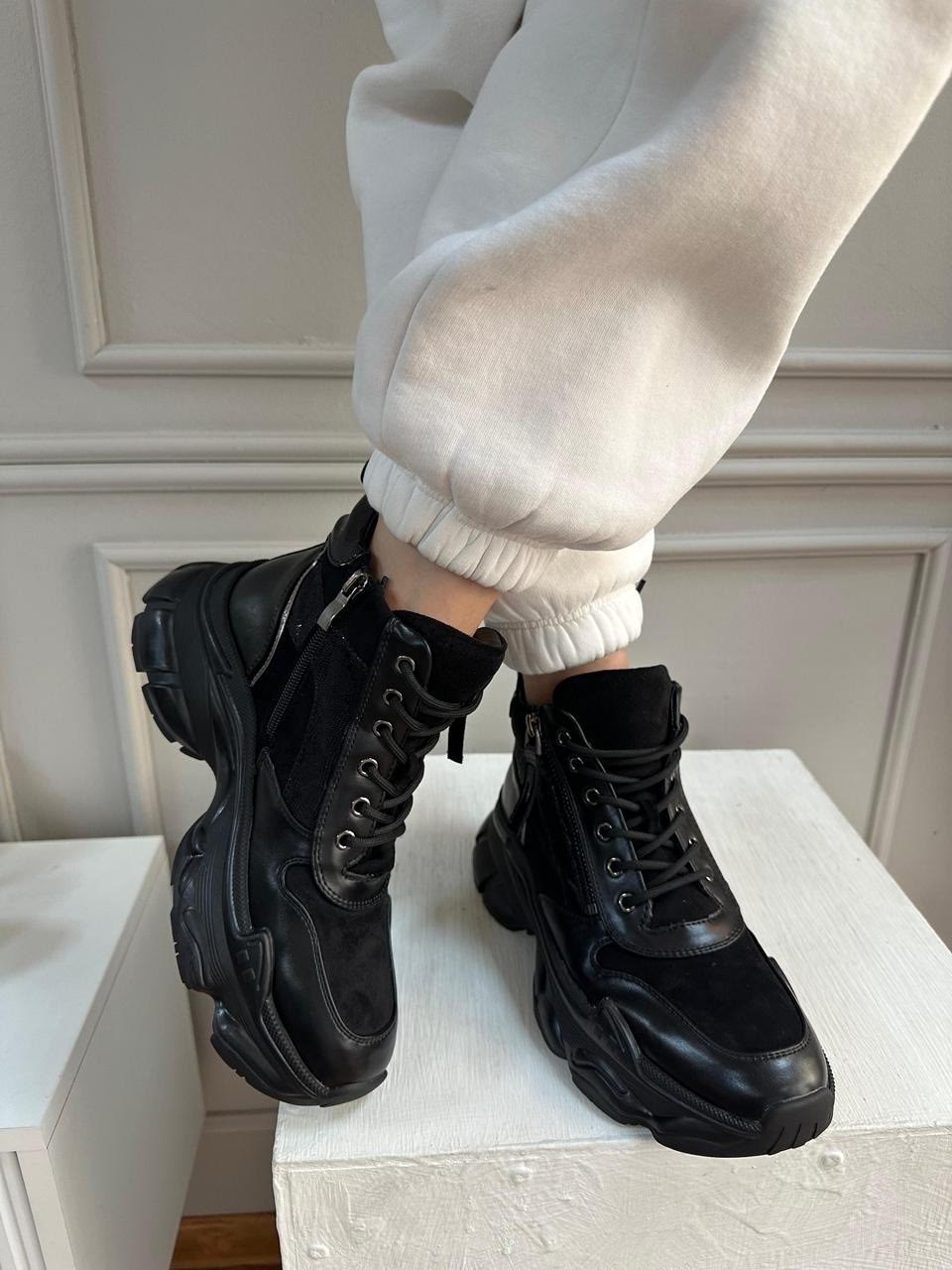 зимние кроссовки женские,,женские кроссовки,кроссовки женские зимние на высокой подошве черные,теплые кроссовки