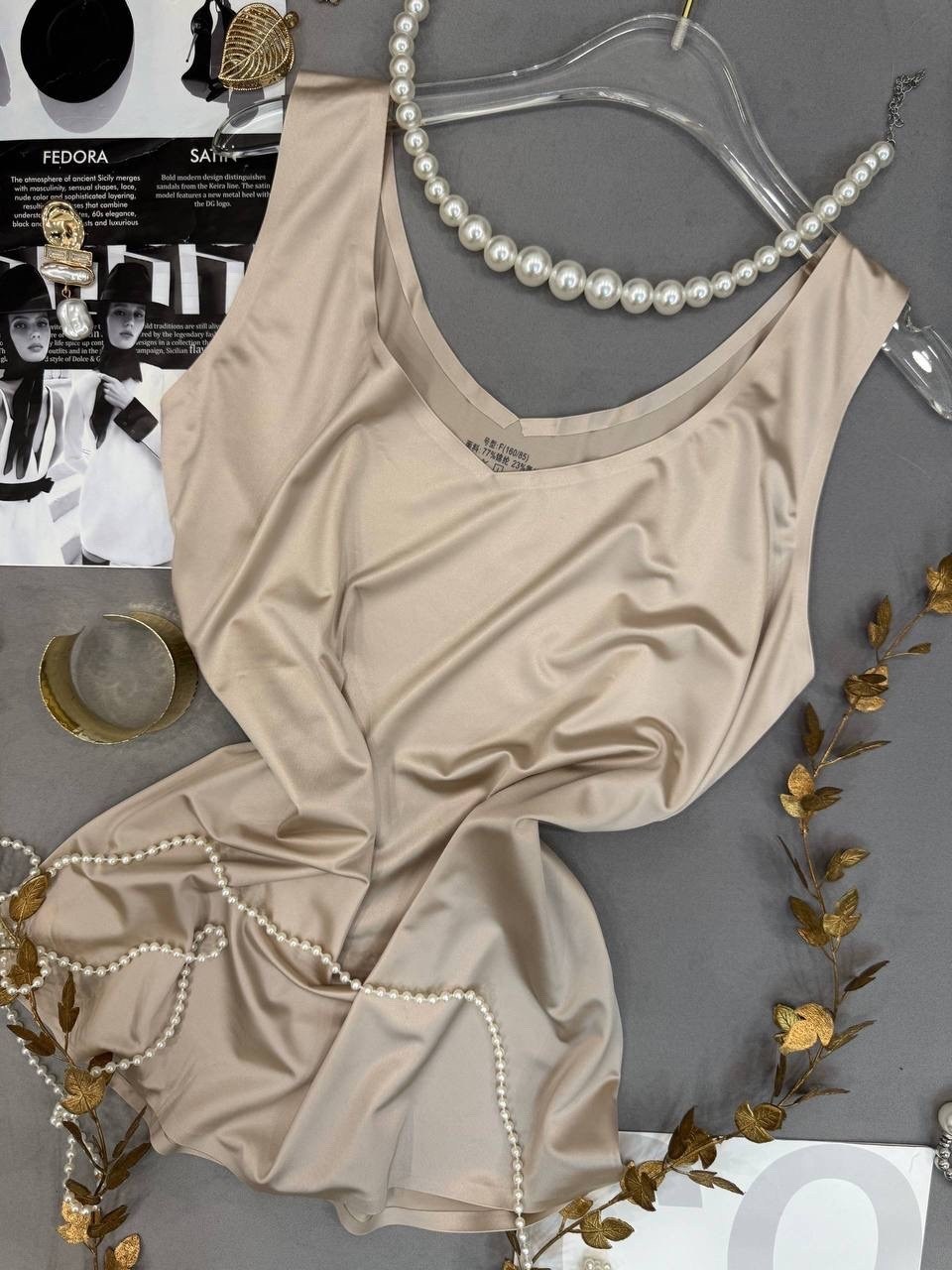 шелковый топ,бежевый топ,топ женский,шелковая майка,атласный топ