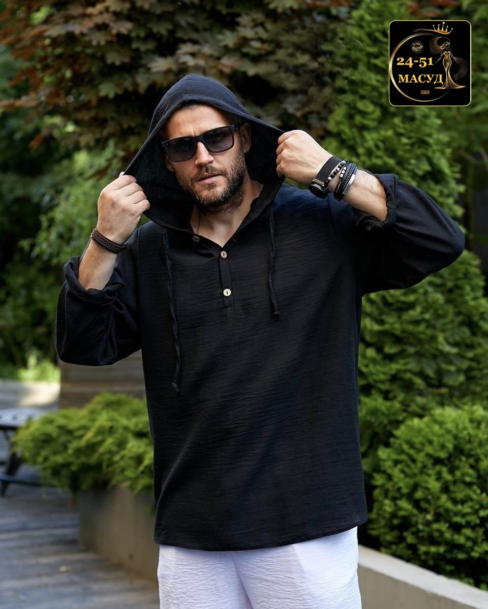 мужская льняная рубашка с капюшоном летняя,льняная рубашка с капюшоном,мужская рубашка с капюшоном,мужская рубашка с капюшоном лен,брюки бежевые вайкики льняные мужские