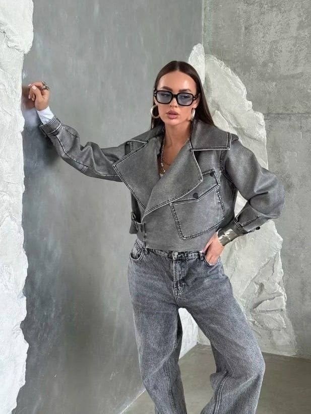 косуха винтажная куртка кожаная oversize серая monyken,косуха куртка,косуха оверсайз кожаная куртка серая винтажная aftfbasic,кожаная куртка косуха janna banana цвет серый,куртка косуха женская из эко