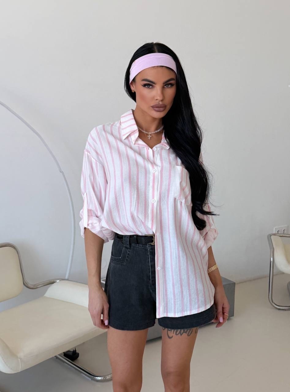 хлопковая рубашка в полоску оверсайз cosmo brand,рубашка оверсайз в полоску розовая,хлопковая рубашка в полоску оверсайз,женская рубашка