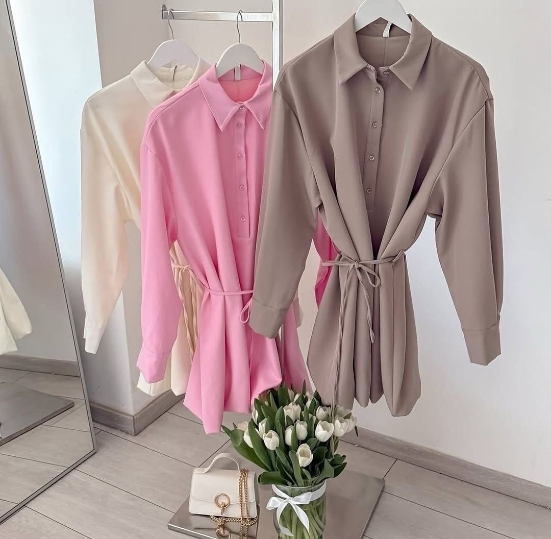 платье рубашка,платье с поясом,платья ,платье розовый,платье женской