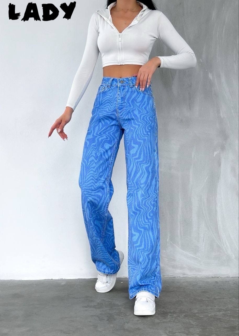 джинсы широкие,джинсы зебра,брюки палаццо с принтом,джинсы с принтом молнии,джинсы палаццо