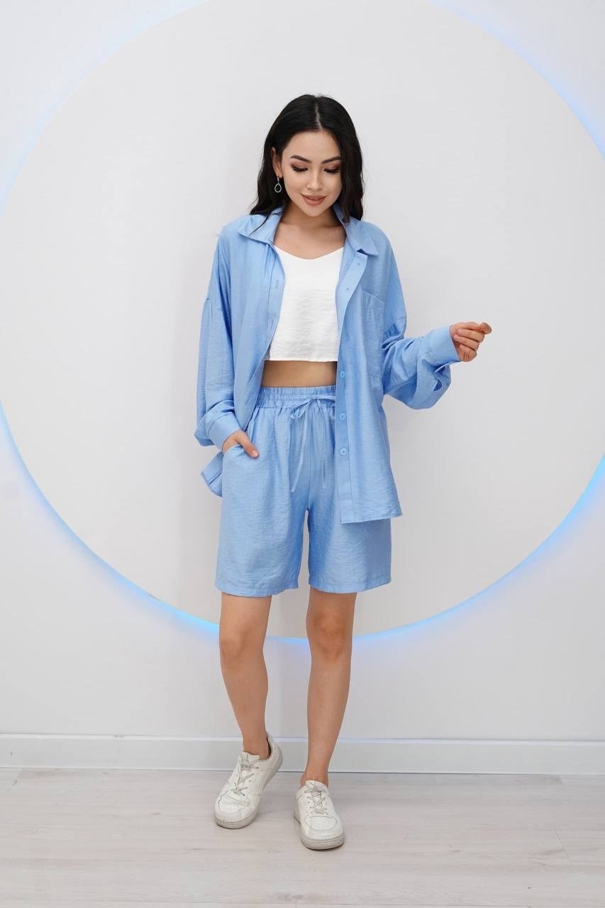 костюм с шортами и рубашкой,костюм с шортами и рубашкой льняной,повседневный костюм,женский костюм с шортами и рубашкой,женский льняной костюм с шортами