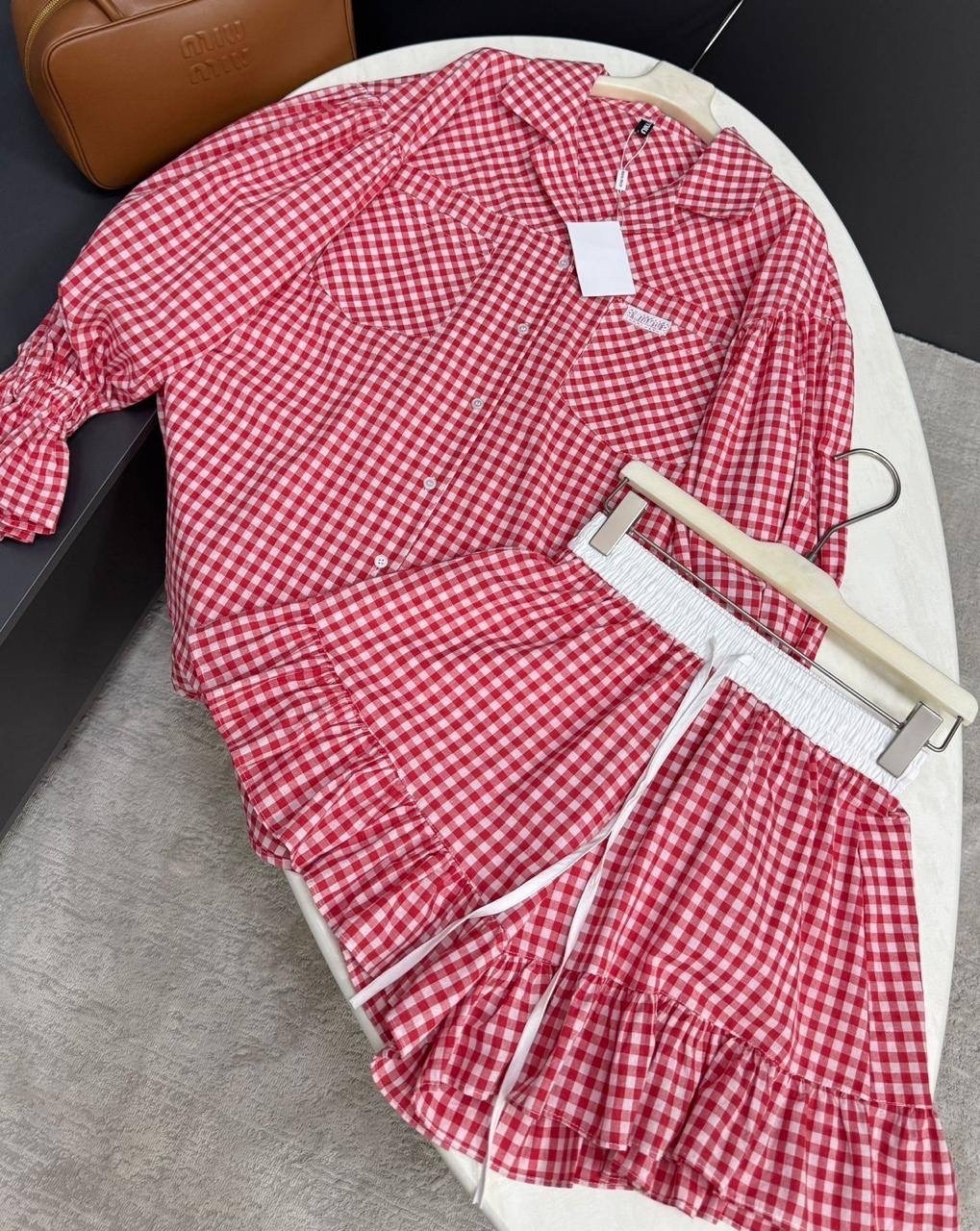 костюм женский в клетку,женский клетчатый комплект из 2 предметов с шортами,костюм с рубашкой,летние костюмы,летний костюм с шортами и рубашкой