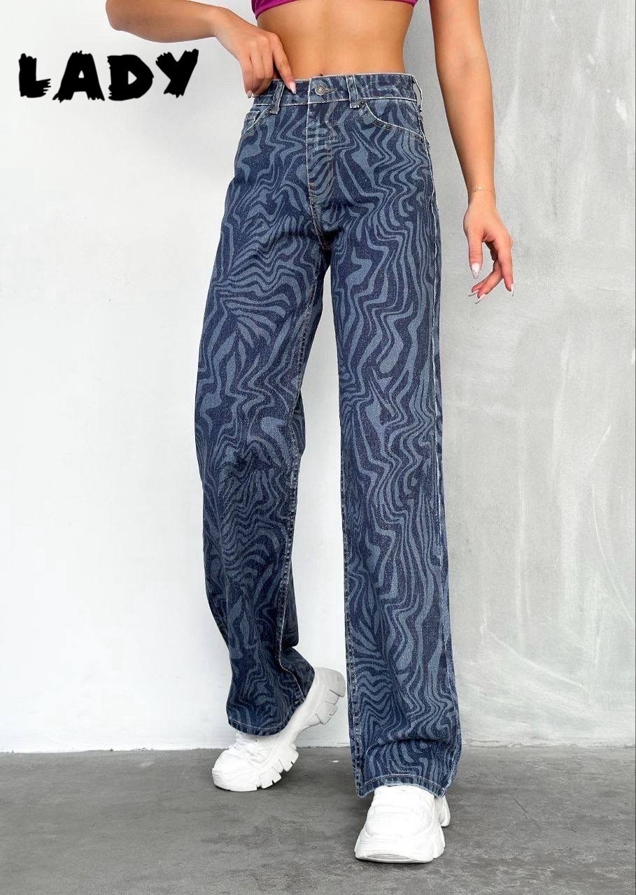 джинсы широкие,джинсы зебра,брюки палаццо с принтом,джинсы с принтом молнии,джинсы палаццо