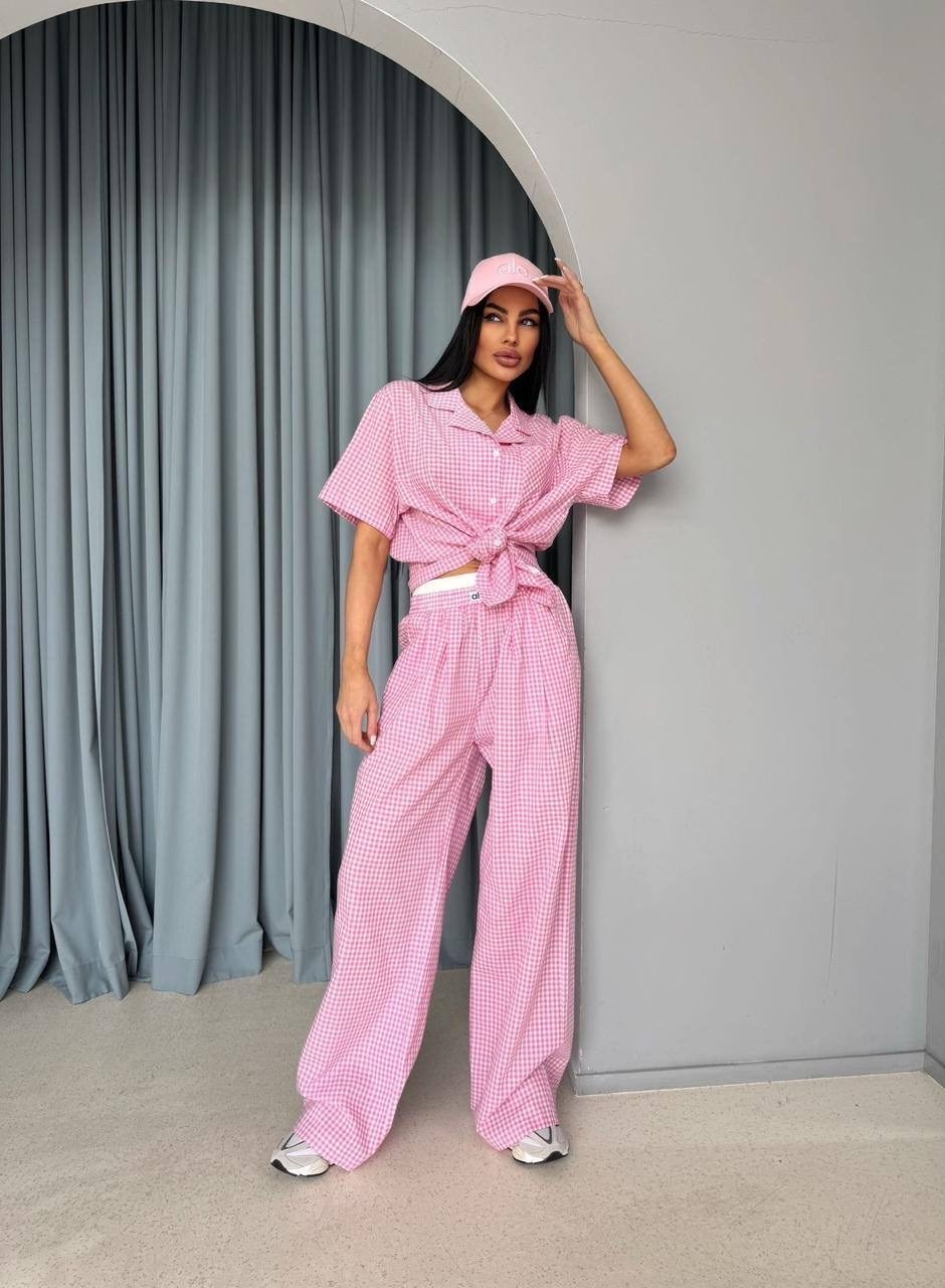 женские костюмы,женский клетчатый пижамный комплект marthaqiqi,костюм пижамный,костюм с брюками
