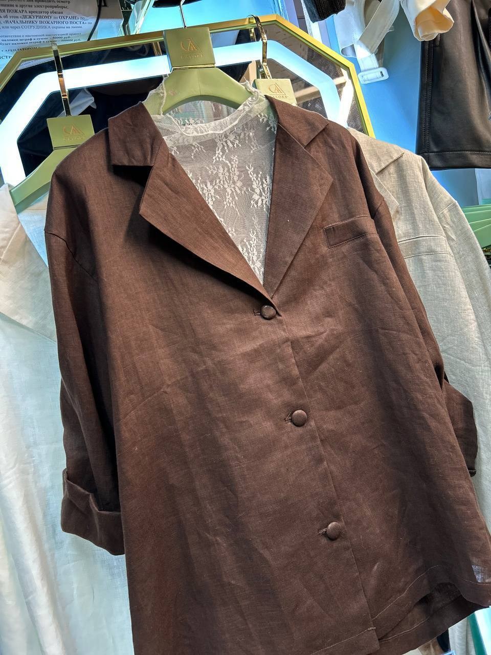 рубашка женская kinfolk clothes оверсайз коричневая l,,льняная рубашка,повседневный костюм,оверсайз рубашка