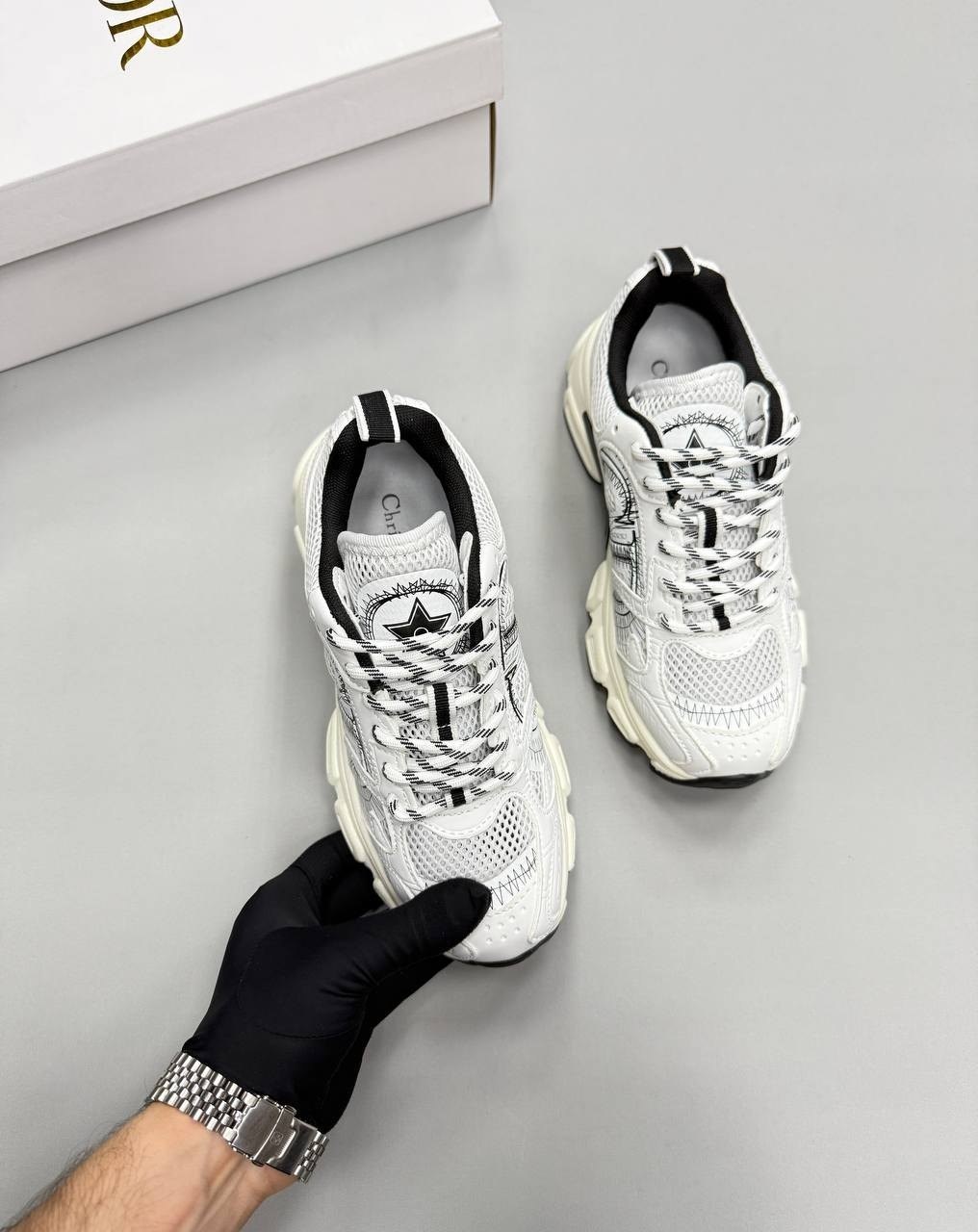 женские кроссовки dior chrono premium white grey,кроссовки dior,кроссовки christian dior,диор кроссовки,кроссовки женские dior