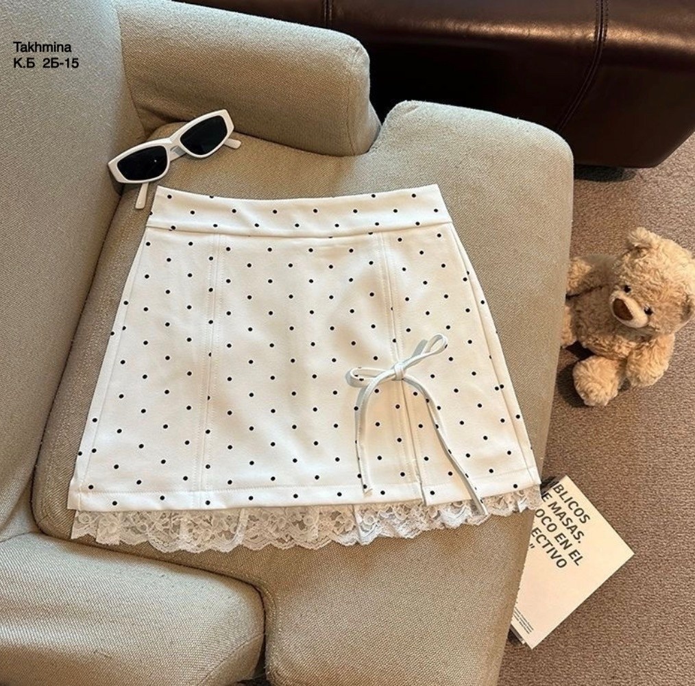 юбка в горошек,юбка,юбка с оборками,белая юбка в горошек,юбки женские