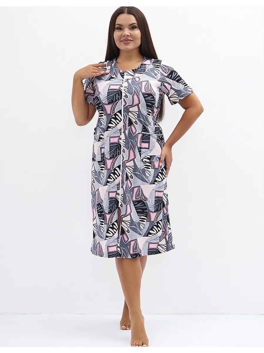 халат женский,халат женский домашний,халат 6903 натали,халат женский "лидия" кулирка подснежники,халат женский домашний на молнии больших размеров