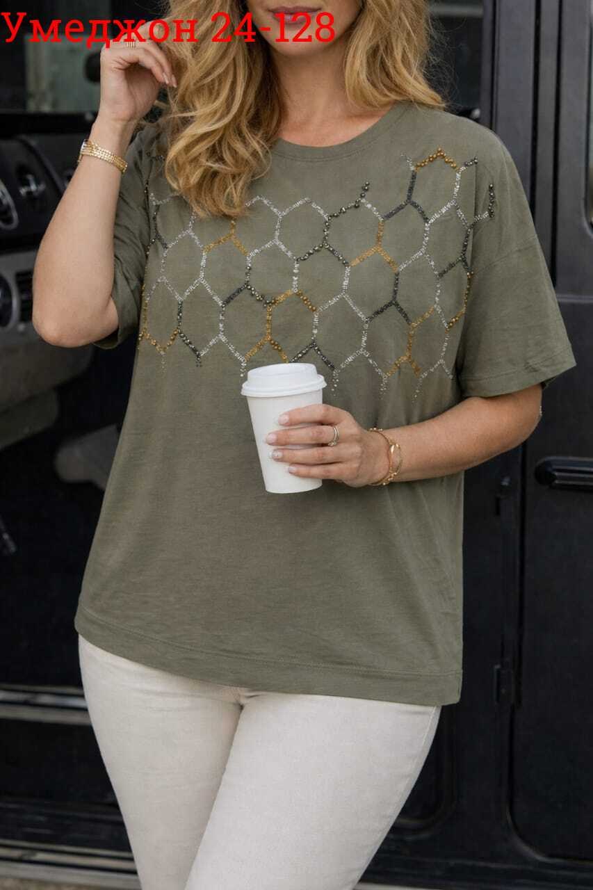 футболка женская,футболка женская белая,футболка со стразами на стиле oversize,футболки и топы,футболки женские больших размеров