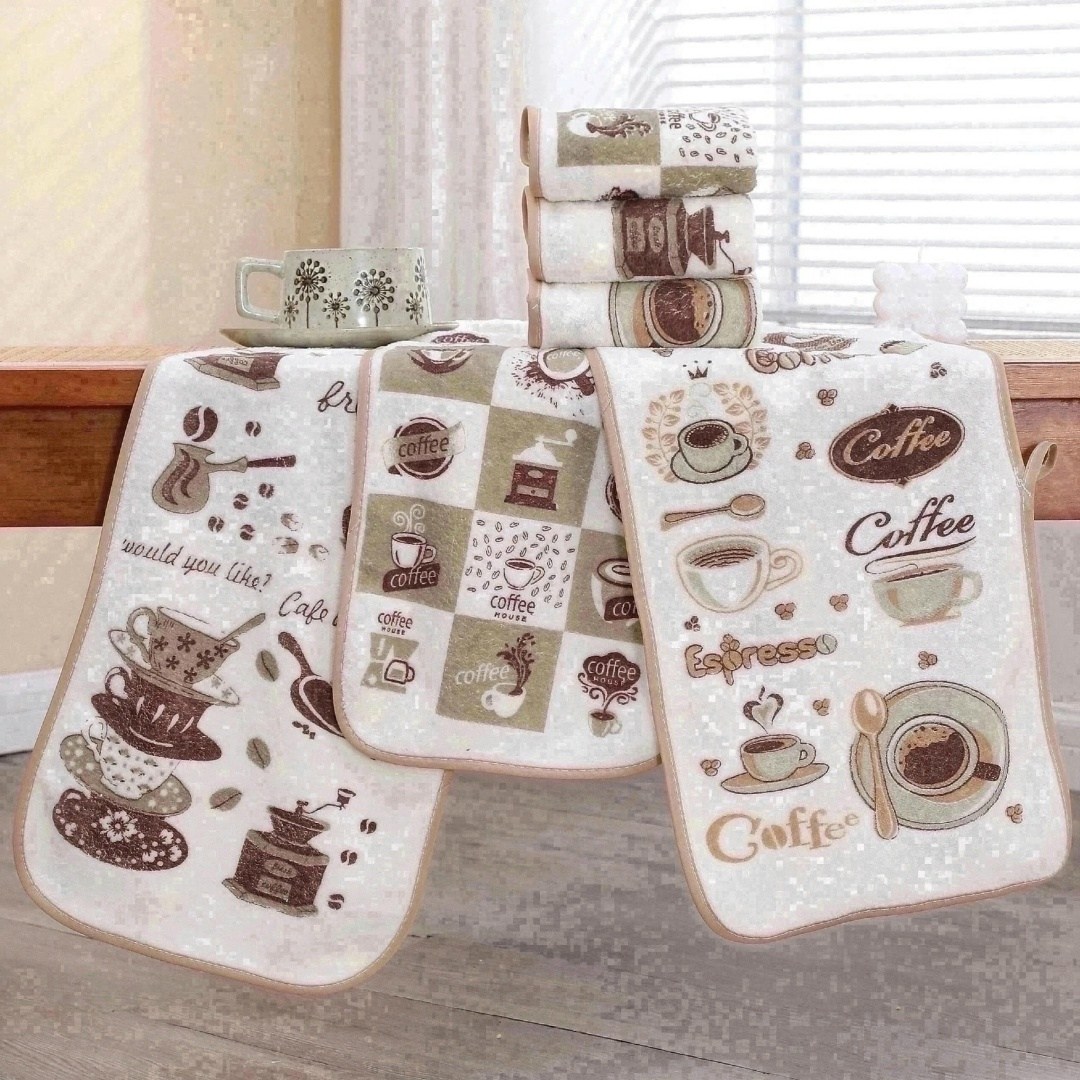 кухонное полотенце,полотенца для кухни,полотенце кухонное "кофе",полотенце кофе микрофибра,полотенца кухонные микрофибра набор