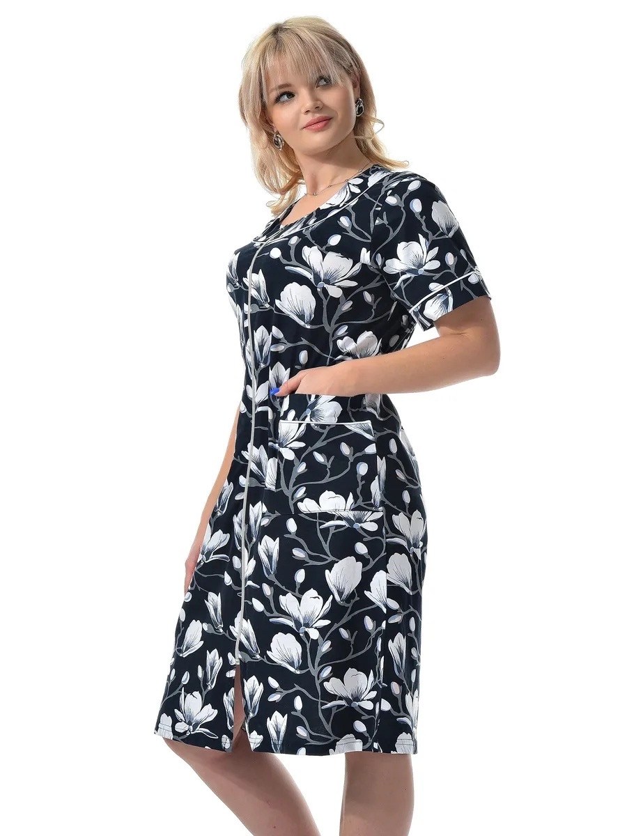 халат женский,халат женский домашний,халат 6903 натали,халат женский "лидия" кулирка подснежники,халат женский домашний на молнии больших размеров