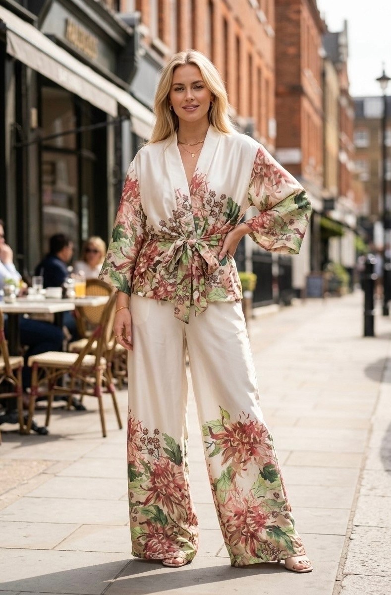 летние костюмы,шелковые брюки,кимоно халат,кимоно