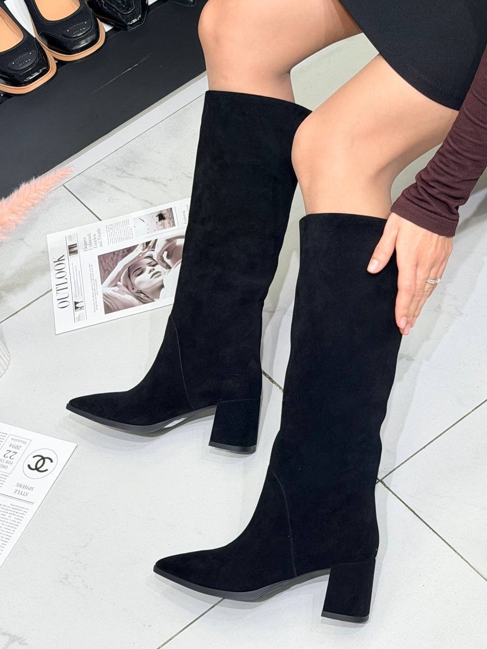 сапоги замша,сапоги замшевые на каблуке,сапоги женские демисезонные замша,,сапоги осенние на каблуке прямое голенище roksi shoes