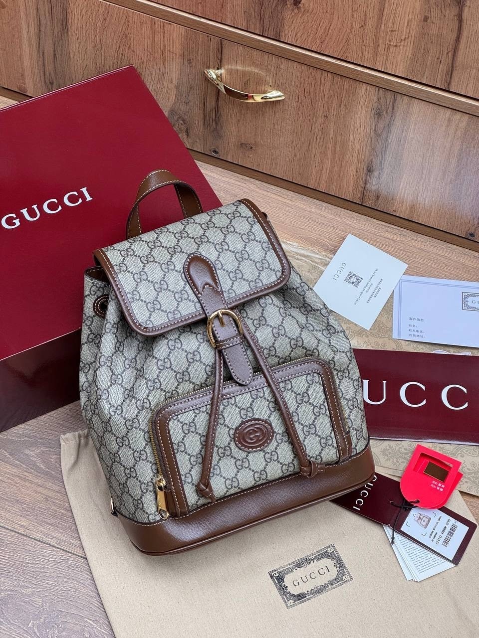 рюкзак gucci a123176 28/26/13 см коричнево-бежевый,рюкзак женский gucci,рюкзак gucci,backpack gucci,кожаный рюкзак гуччи