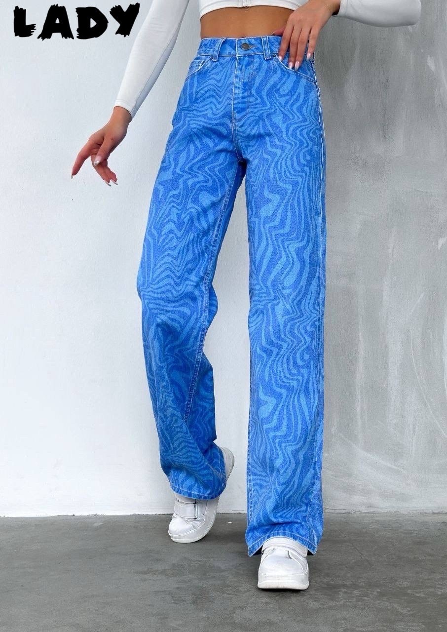 джинсы широкие,джинсы зебра,брюки палаццо с принтом,джинсы с принтом молнии,джинсы палаццо