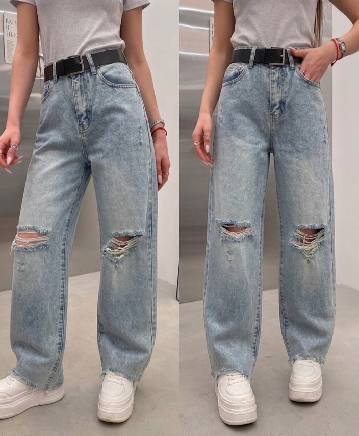 джинсы палаццо рваные с дырками с разрезами на коленях,джинсы широкие,джинсы прямые палаццо рваные sena denim,джинсы широкие женские,джинсы рваные широкие