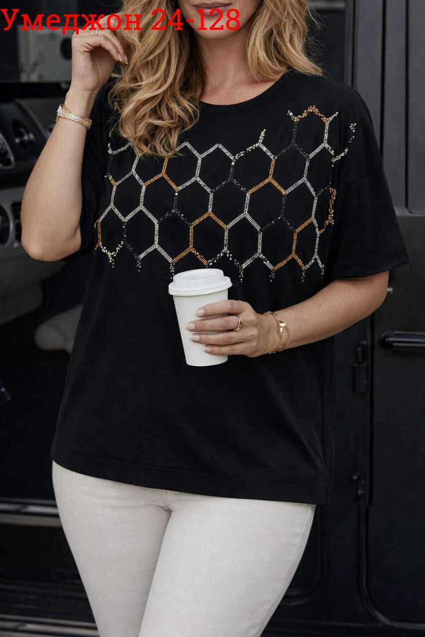 футболка женская,футболка женская белая,футболка со стразами на стиле oversize,футболки и топы,футболки женские больших размеров