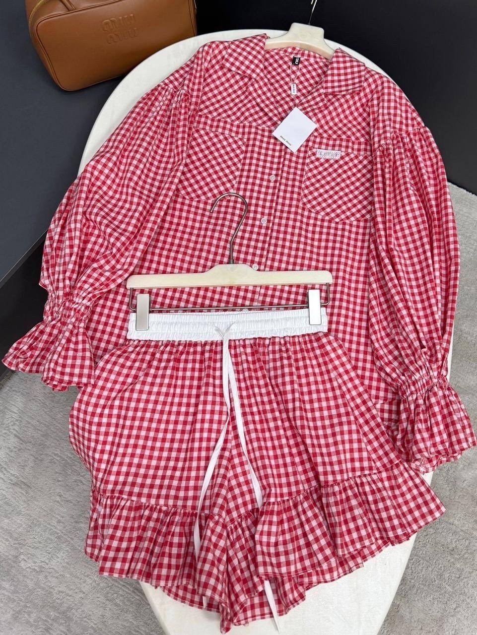 костюм женский в клетку,женский клетчатый комплект из 2 предметов с шортами,костюм с рубашкой,летние костюмы,летний костюм с шортами и рубашкой