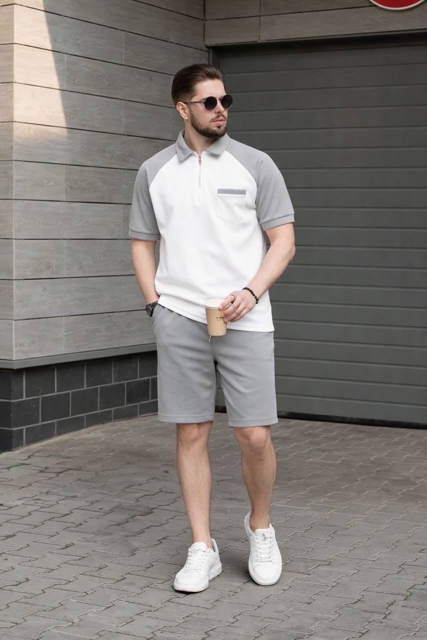 костюм двойка мужской,мужская футболка поло,одежда для мужчин,костюм с шортами мужской,футболка мужская