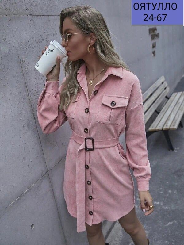 женское вельветовое платье-рубашка,платье-рубашка женское вельветовое с поясом и длинным рукавом,женское вельветовое платье,вельветовое мини-платье с длинными рукавами и пуговицами yunshu,вельветовое
