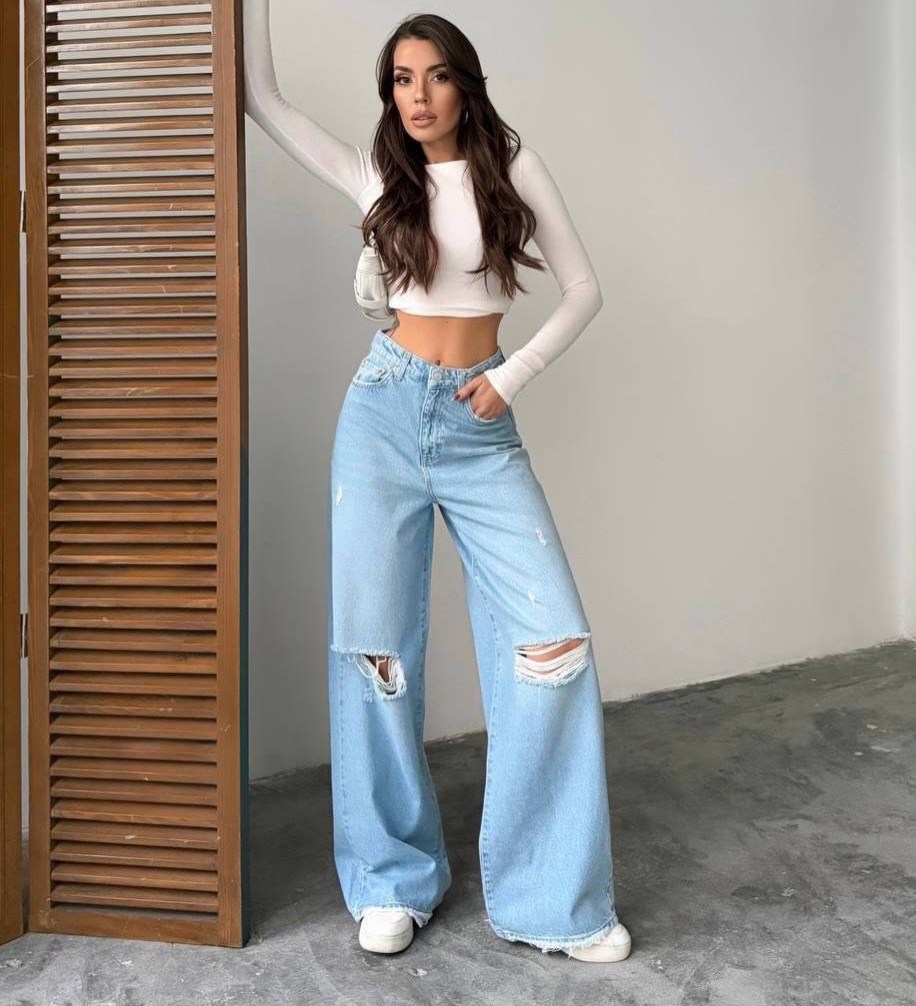 джинсы широкие,джинсы прямые палаццо рваные sena denim,джинсы женские широкие,джинсы трубы рваные,джинсы