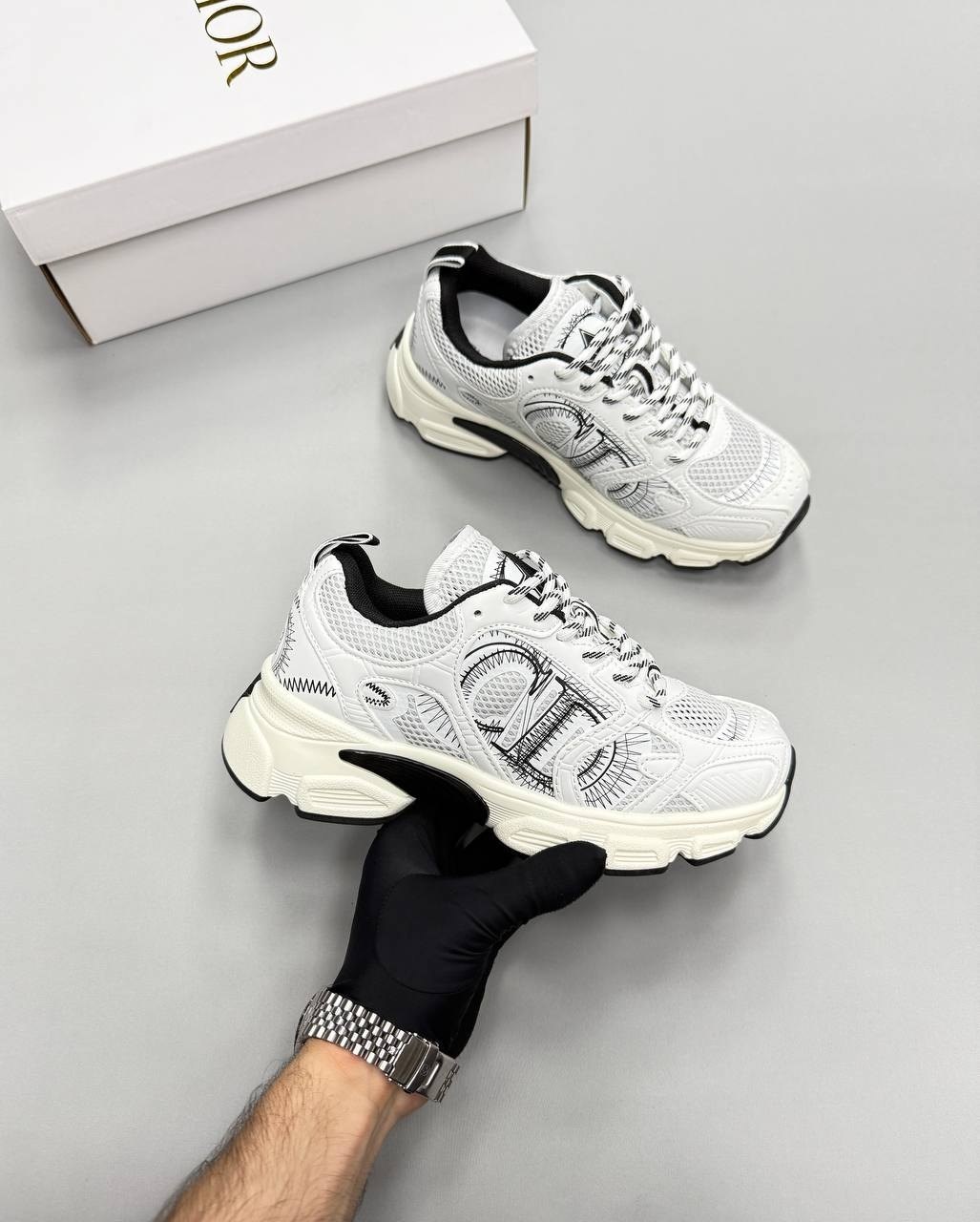 женские кроссовки dior chrono premium white grey,кроссовки dior,кроссовки christian dior,диор кроссовки,кроссовки женские dior