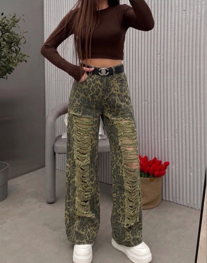 джинсы с леопардовым принтом,женские джинсы,леопардовые джинсы,брюки джинсы,мешковатые джинсы с леопардовым принтом