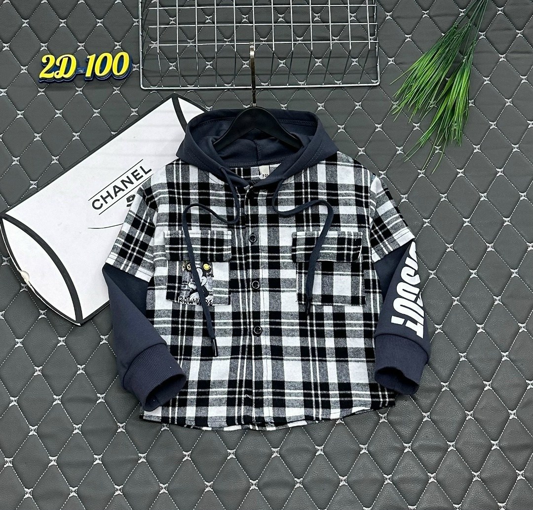 рубашка в клетку для мальчика,теплая рубашка в клетку для мальчика,рубашка с капюшоном,теплая детская клетчатая рубашка с капюшоном,рубашка в клетку