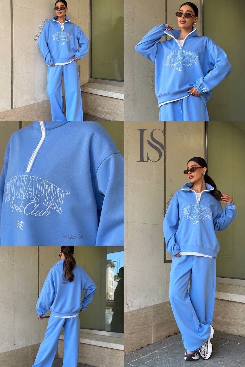 костюм спортивный женский,костюм спортивный на молнии, палаццо с кулиской 05mrk цвет голубой,костюм спортивный,костюм спортивный на молнии палаццо с кулиской,женский костюм