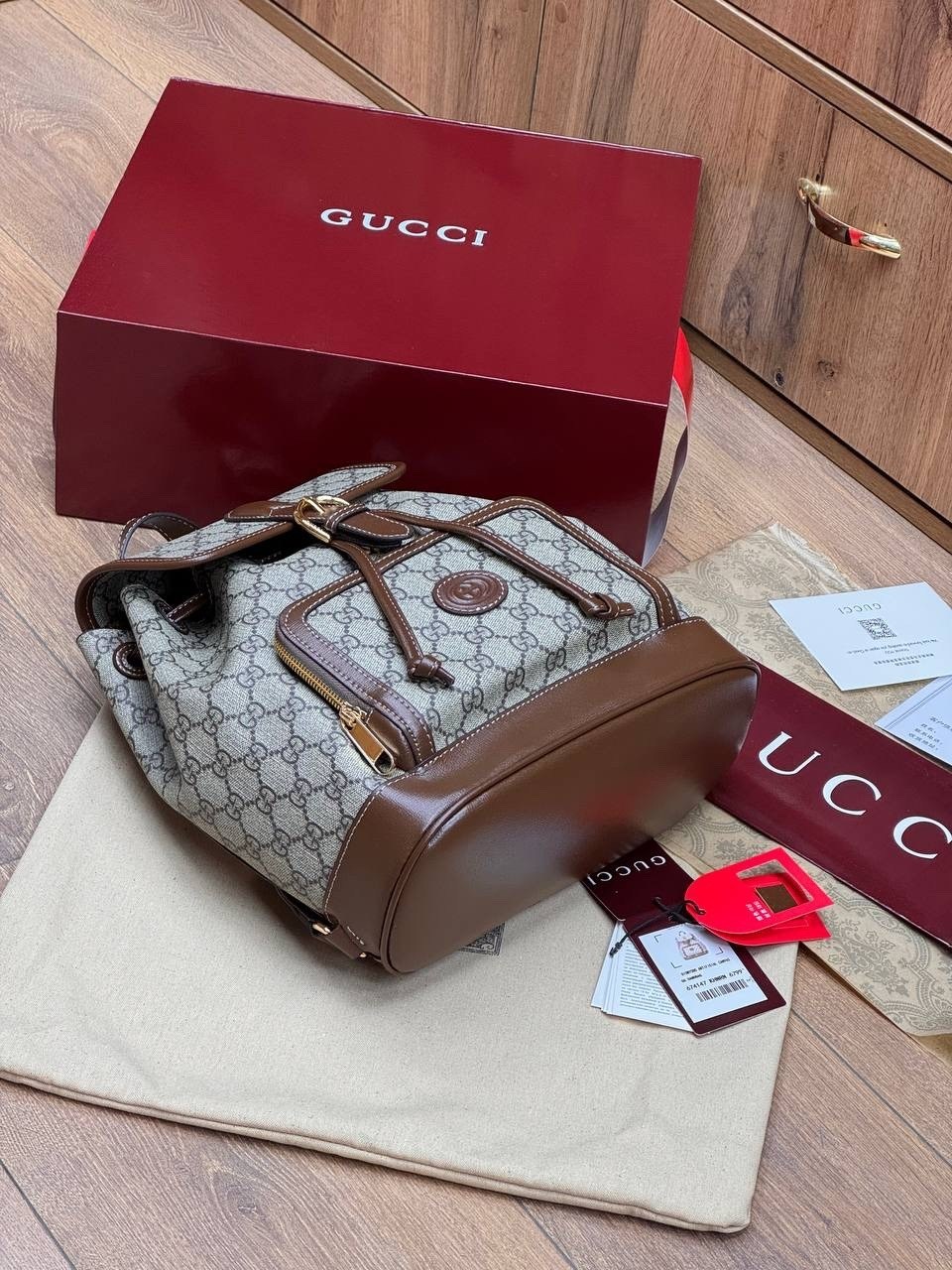 рюкзак gucci a123176 28/26/13 см коричнево-бежевый,рюкзак женский gucci,рюкзак gucci,backpack gucci,кожаный рюкзак гуччи