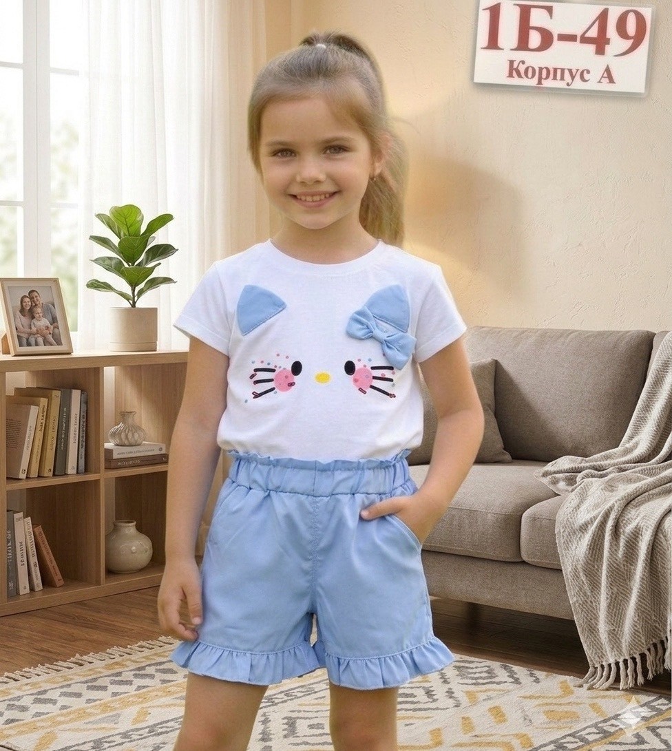 летний костюм для девочек,комплект одежды девочке,комплект футболка шорты,летние костюмы,костюм для девочек