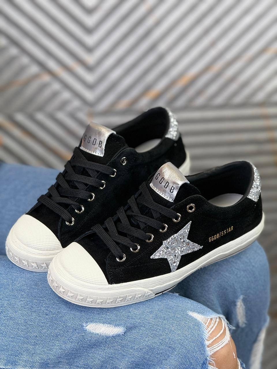 golden goose кеды hi star на платформе черный,кеды golden goose,,кеды hi star с блестками golden goose черный,кеды голден гус женские