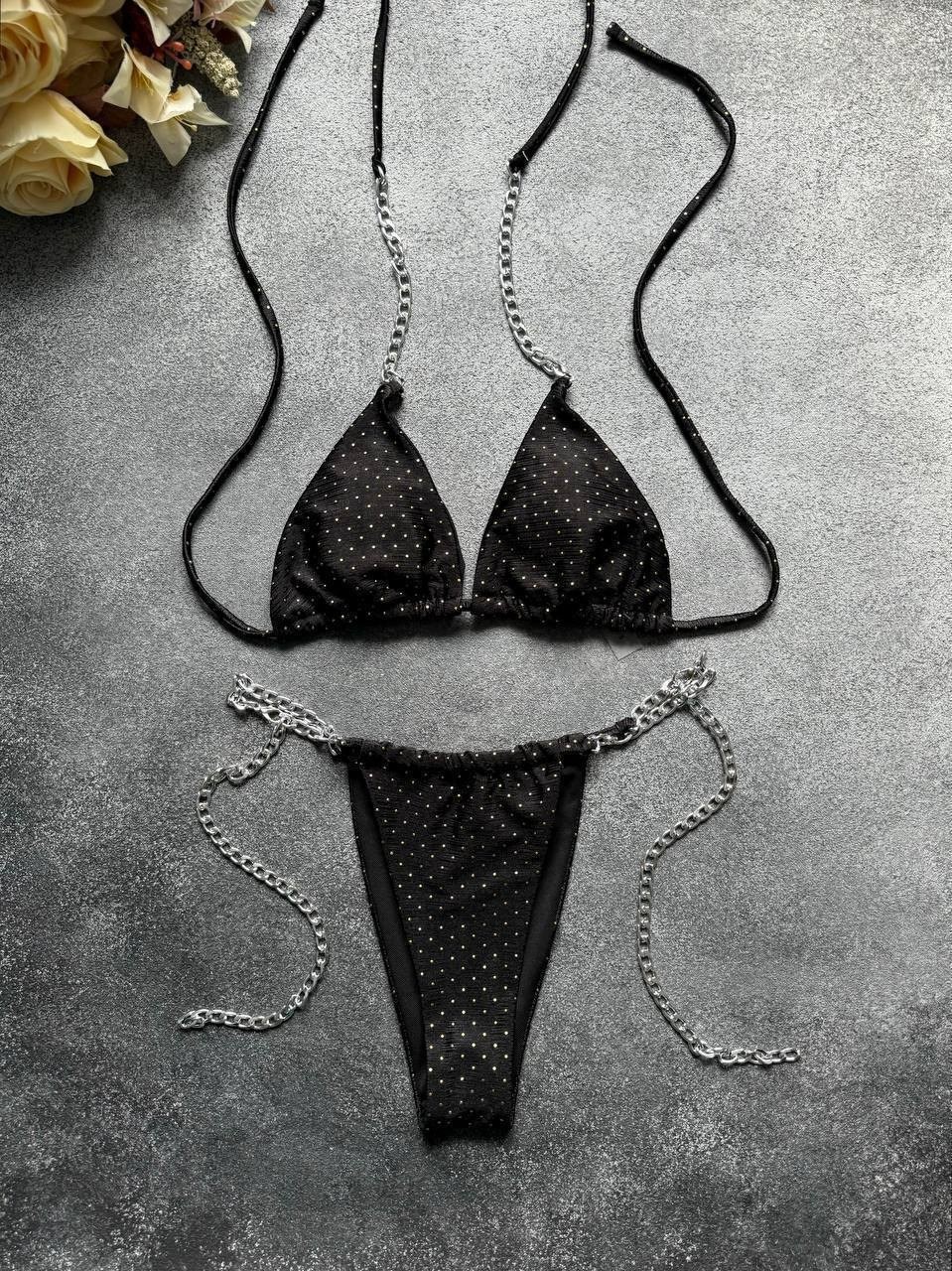 купальник со стразами,купальник женские,купальник бикини,стринг бикини,блестящий черный бикини 2026