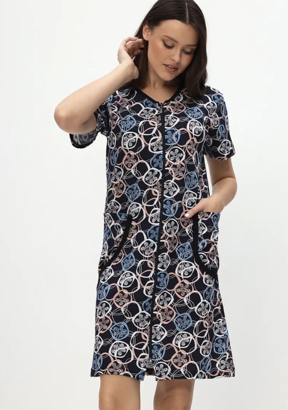 халат женский,халат женский домашний,туника женская,трикотажный халат,халат женский на молнии