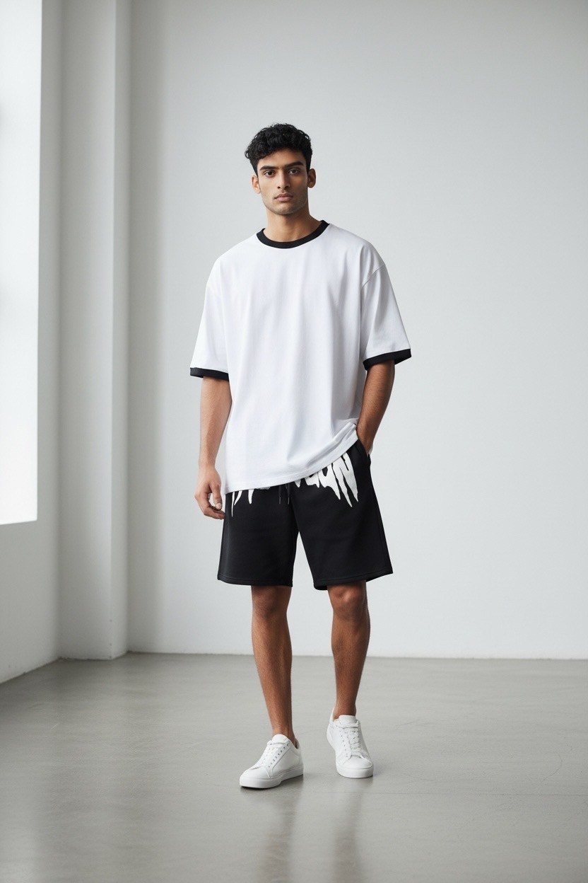шорты мужские,повседневные шорты,шорты для мужчин,мужская мода,белая футболка оверсайз