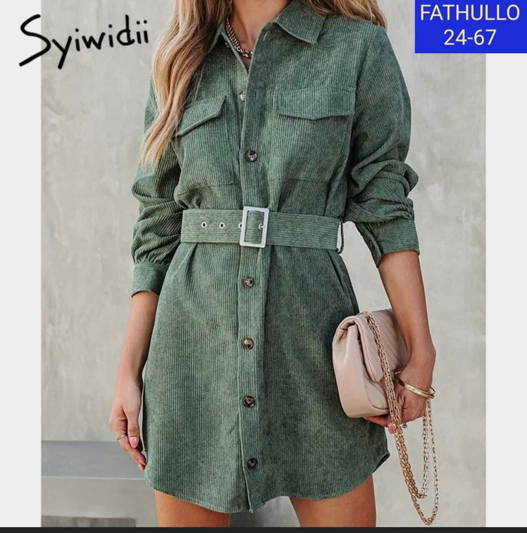 женское вельветовое платье-рубашка,платье-рубашка женское вельветовое с поясом и длинным рукавом,женское вельветовое платье,вельветовое мини-платье с длинными рукавами и пуговицами yunshu,вельветовое