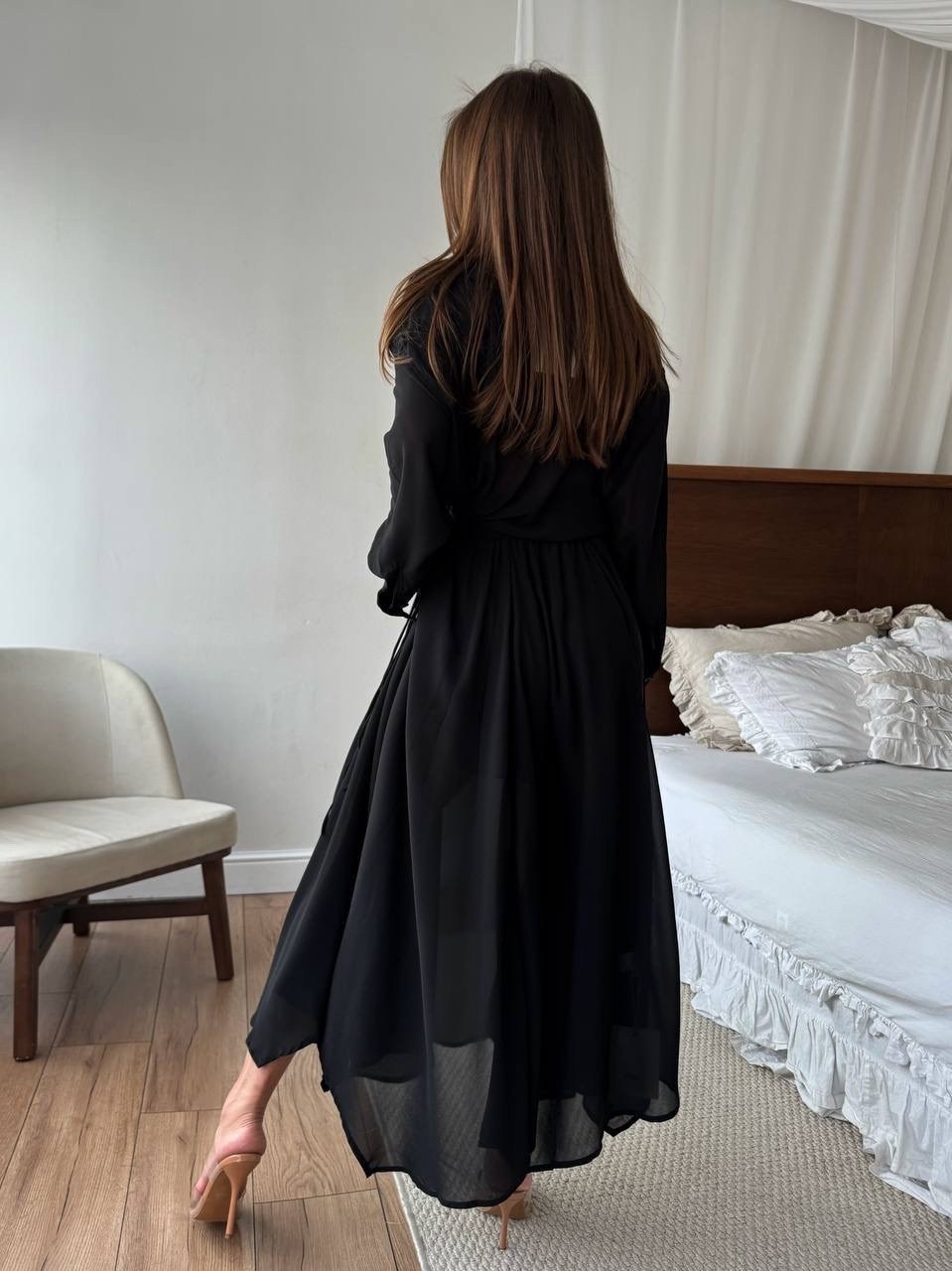 легкое платье,платье,платья базовые,шифоновое платье,платье макси с рюшами