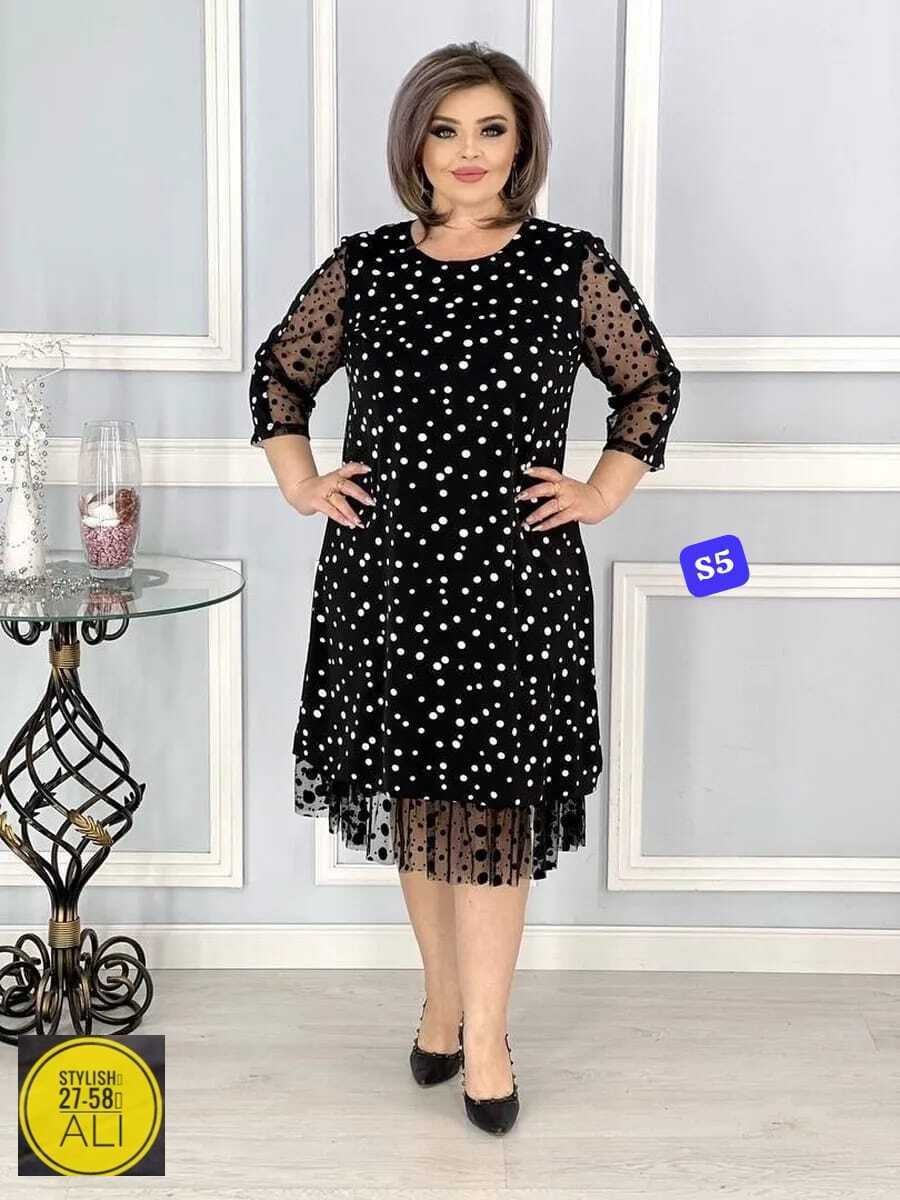платье женское,платье,вечернее платье больших размеров нарядное в горошек saliya brand,платье шифоновое,платье в горошек