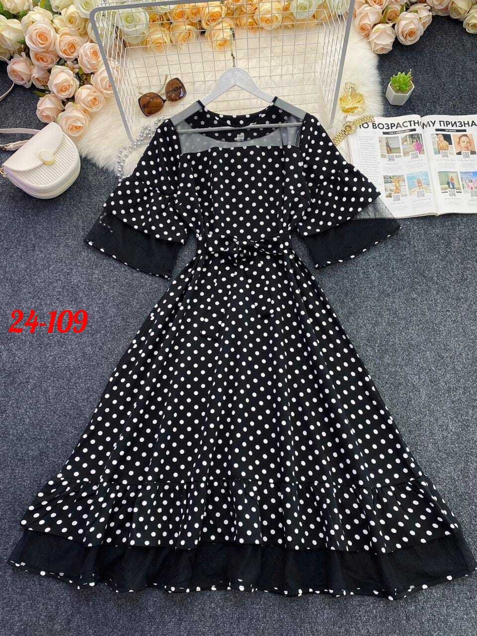 платья женские больших размеров,платья в горошек,платье в горошек 2026,платье нарядное,платье миди нарядное