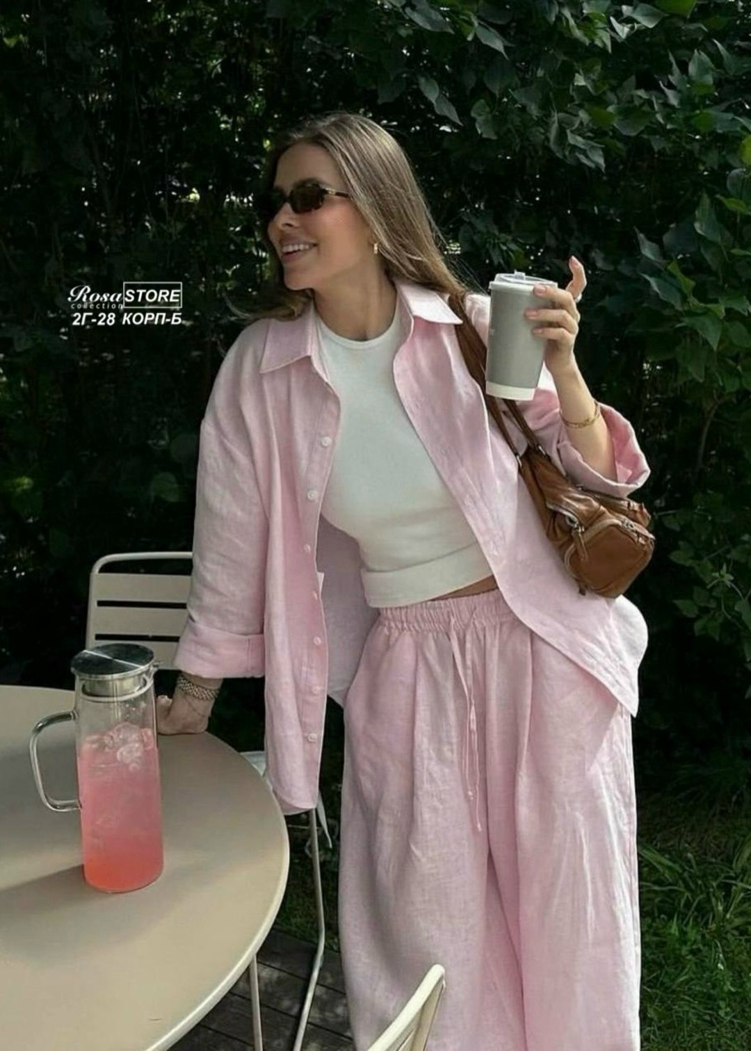 идеальный костюм изо льна: рубашка + брюки, lemon - l-xl,идеальный костюм изо льна рубашка + брюки lemon,костюм с брюками,летние брюки женские,широкие брюки