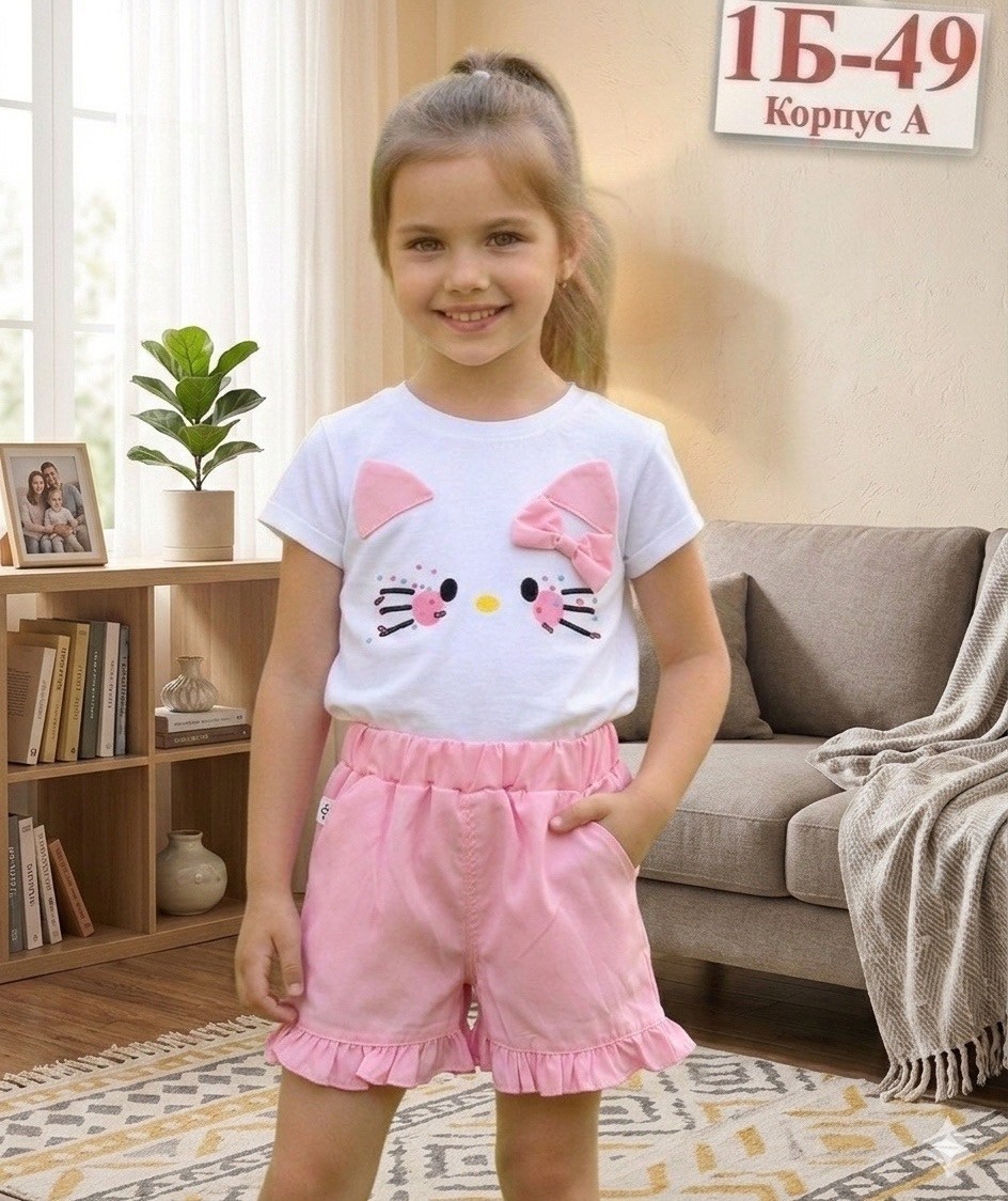 летний костюм для девочек,комплект одежды девочке,комплект футболка шорты,летние костюмы,костюм для девочек