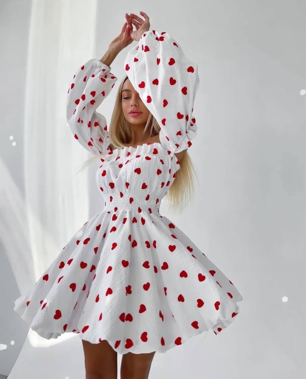 муслиновое платье в сердечко,платье сердечко,цветочное платье с открытыми плечами,платье сердечко арт.4205688,платье летнее