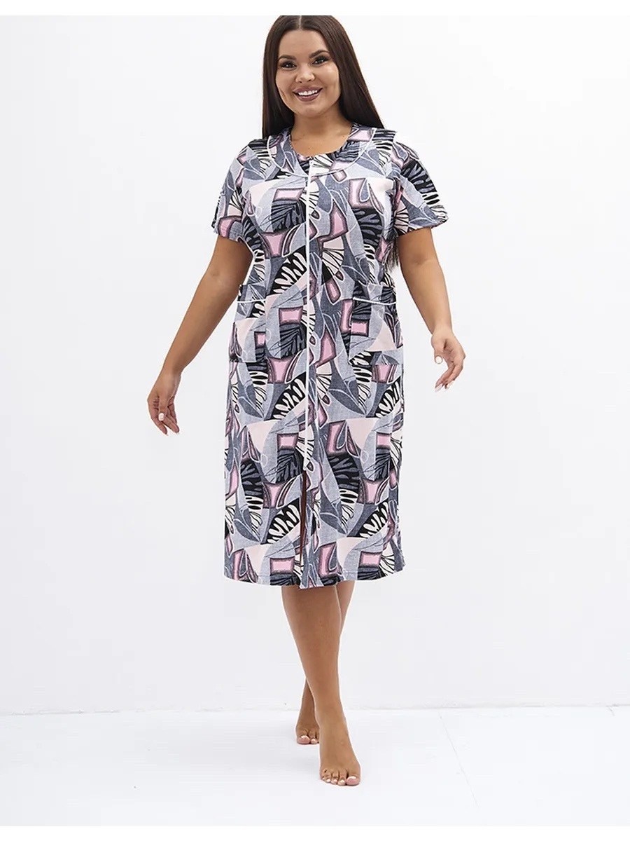 халат женский,халат женский домашний,халат 6903 натали,халат женский "лидия" кулирка подснежники,халат женский домашний на молнии больших размеров