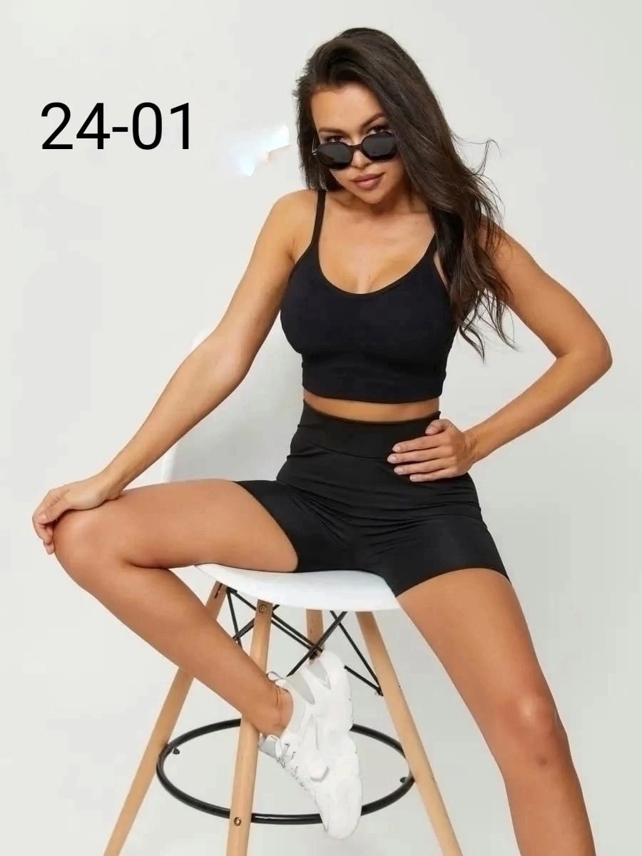 спортивный костюм топ и шорты комплект coco love,спортивный костюм топ и шорты комплект coco love цвет черный,велосипедки женские,костюм для фитнеса женский,костюм спортивный комплект топ и шорты memf