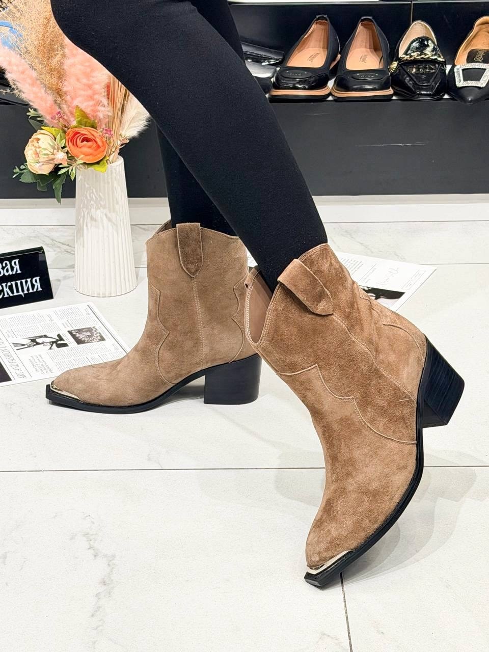 ,казаки осенние premiumshoes 258751177,казаки женские,ботильоны казаки,замшевые казаки