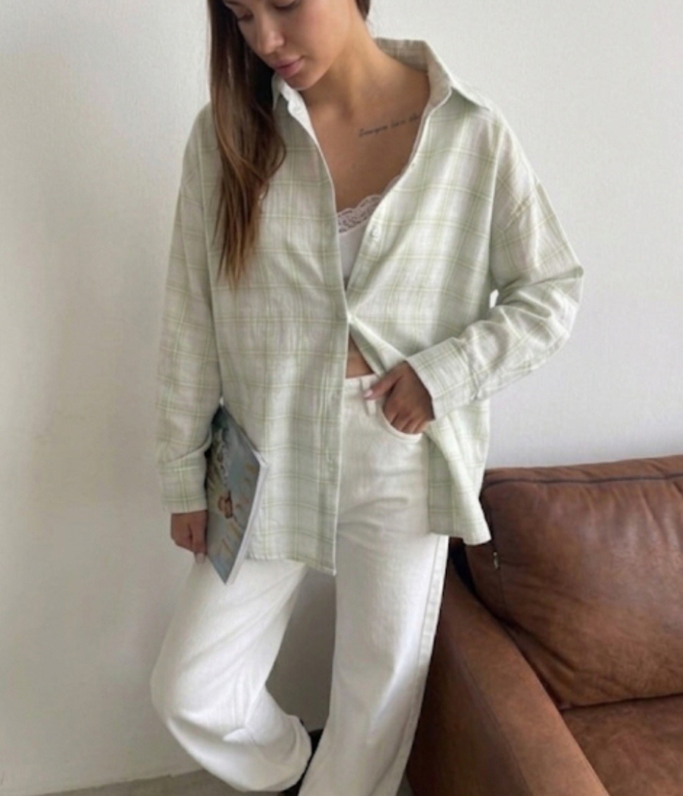 рубашка оверсайз в клетку,рубашка женская в клетку оверсайз,рубашка теплая оверсайз в клетку,хлопковая рубашка в клетку cosmo brand,рубашка оверсайз в клетку betrendy wear